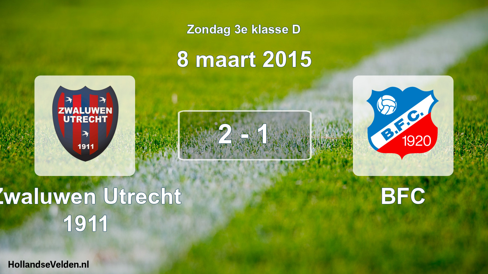 Total number of matches played: Zwaluwen Utrecht 1911 - BFC 2 - 1 (8 March 2015)