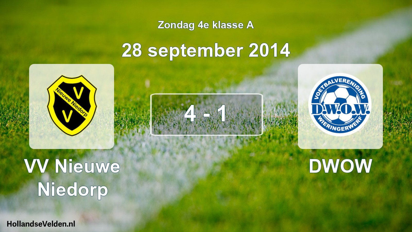 Total number of matches played: VV Nieuwe Niedorp - DWOW 4 - 1 (28 September 2014)