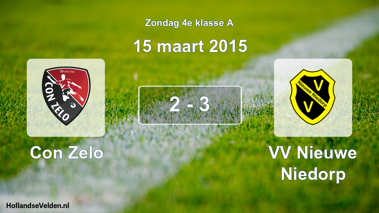 Total number of matches played: Con Zelo - VV Nieuwe Niedorp 2 - 3 (15 March 2015)