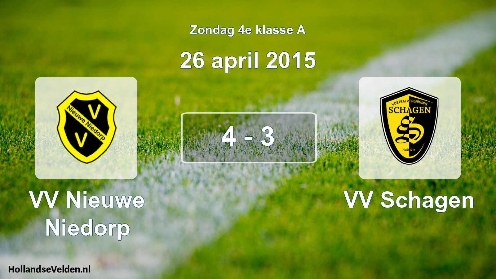 Total number of matches played: VV Nieuwe Niedorp - VV Schagen 4 - 3 (26 April 2015)