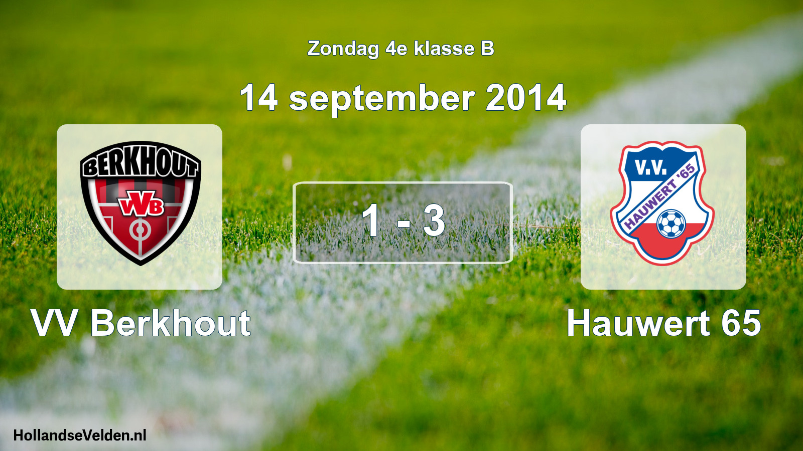 Total number of matches played: VV Berkhout - Hauwert 65 1 - 3 (14 September 2014)