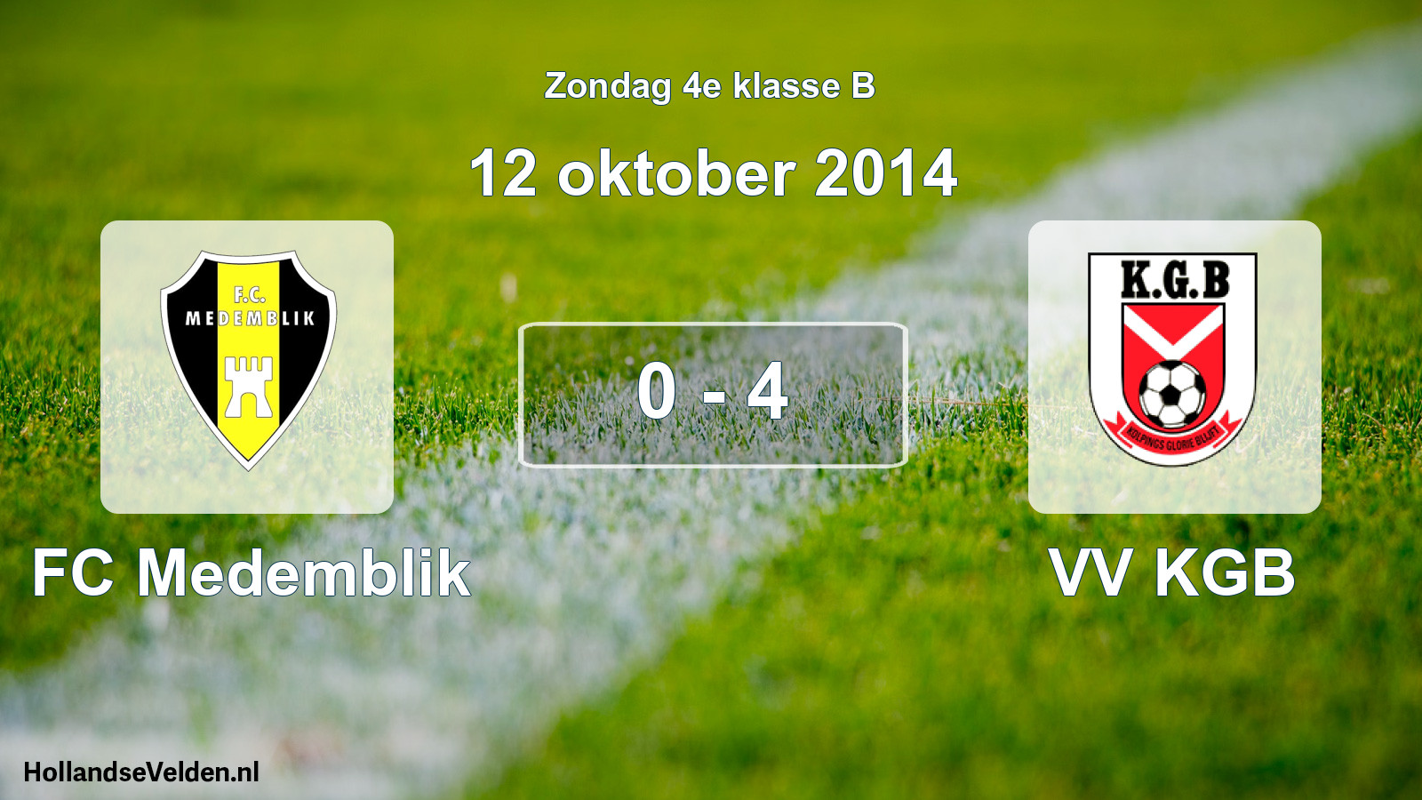 Total number of matches played: FC Medemblik - VV KGB 0 - 4 (12 October 2014)