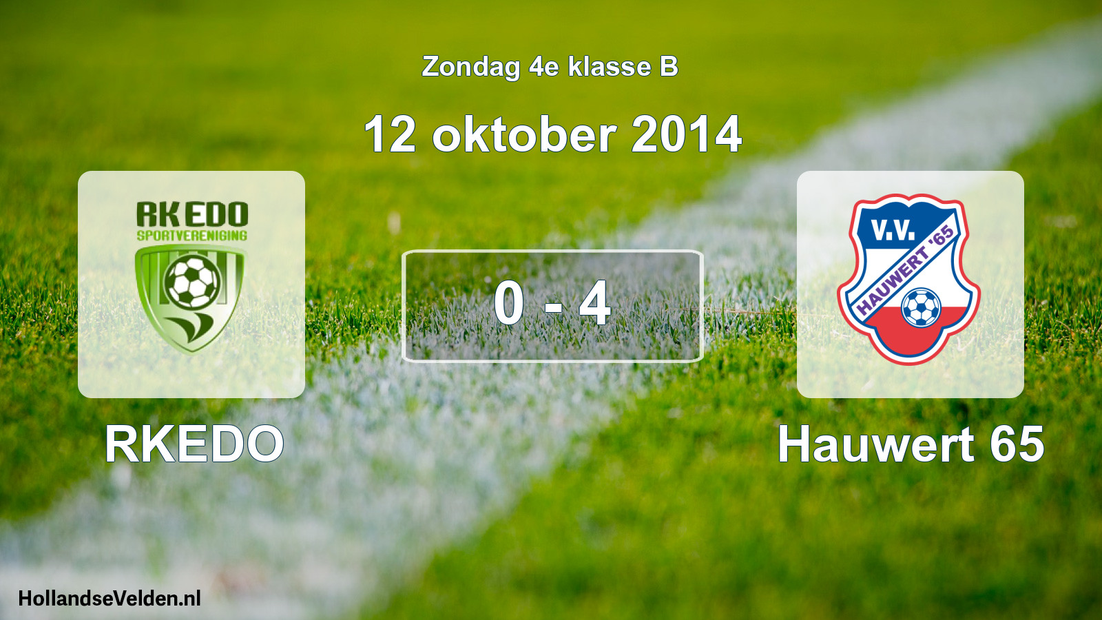 Total number of matches played: RKEDO - Hauwert 65 0 - 4 (12 October 2014)