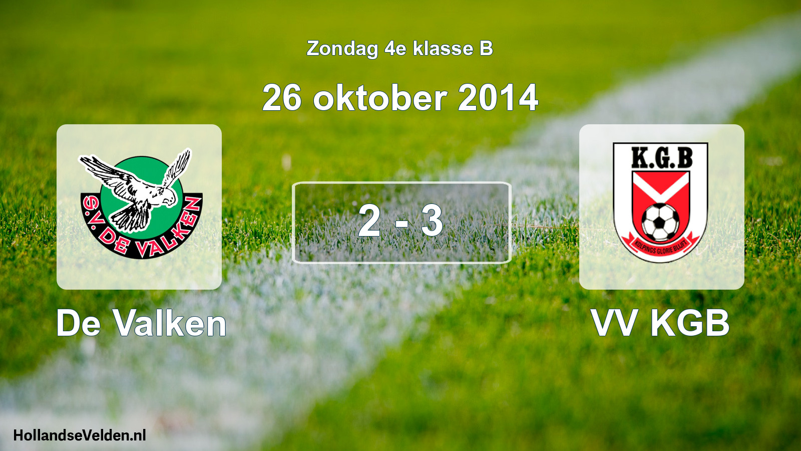 Total number of matches played: De Valken - VV KGB 2 - 3 (26 October 2014)