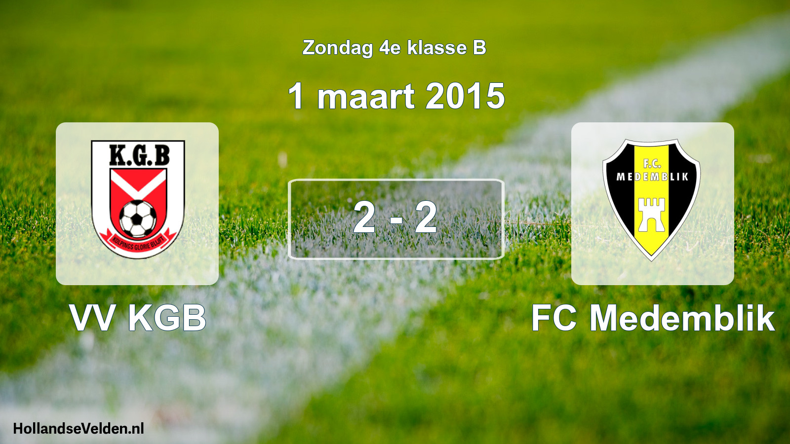 Total number of matches played: VV KGB - FC Medemblik 2 - 2 (1 March 2015)