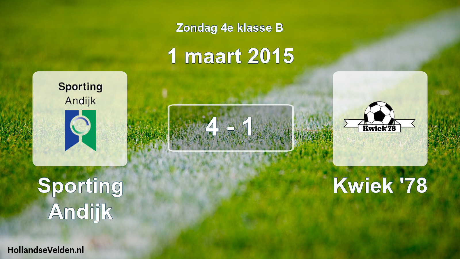 Total number of matches played: Sporting Andijk - Kwiek '78 4 - 1 (1 March 2015)