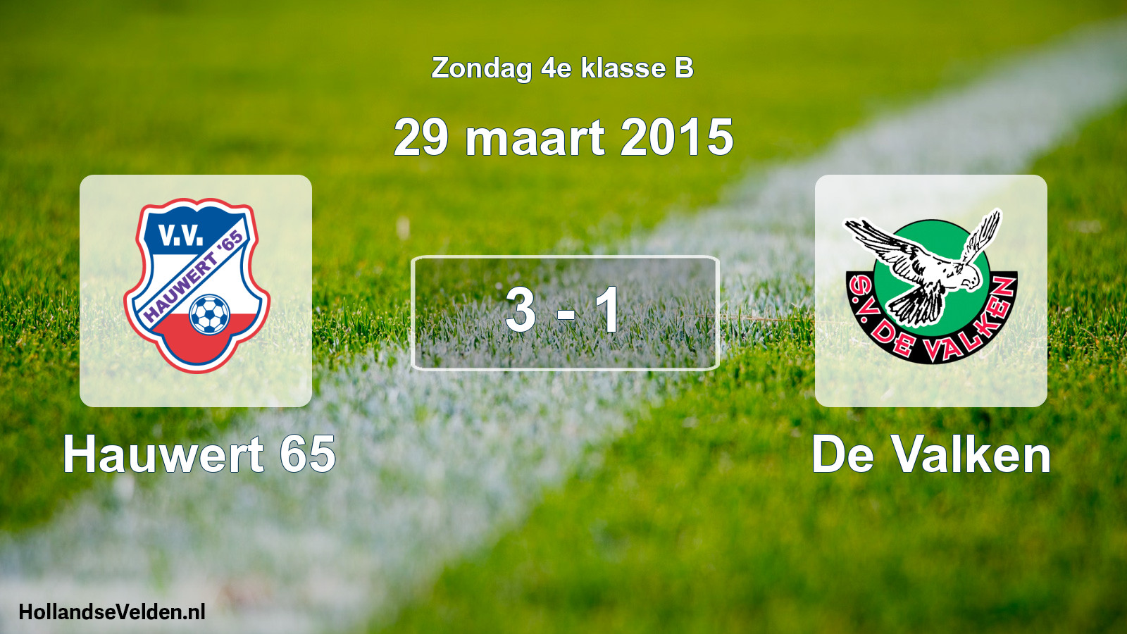 Total number of matches played: Hauwert 65 - De Valken 3 - 1 (29 March 2015)