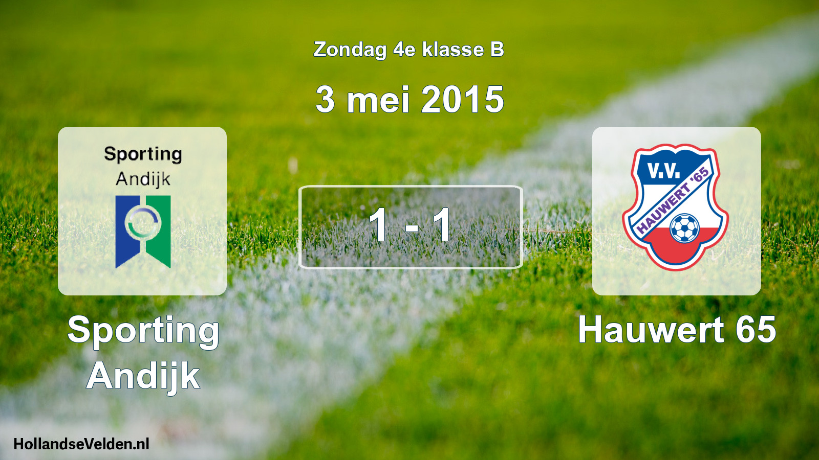 Total number of matches played: Sporting Andijk - Hauwert 65 1 - 1 (3 May 2015)