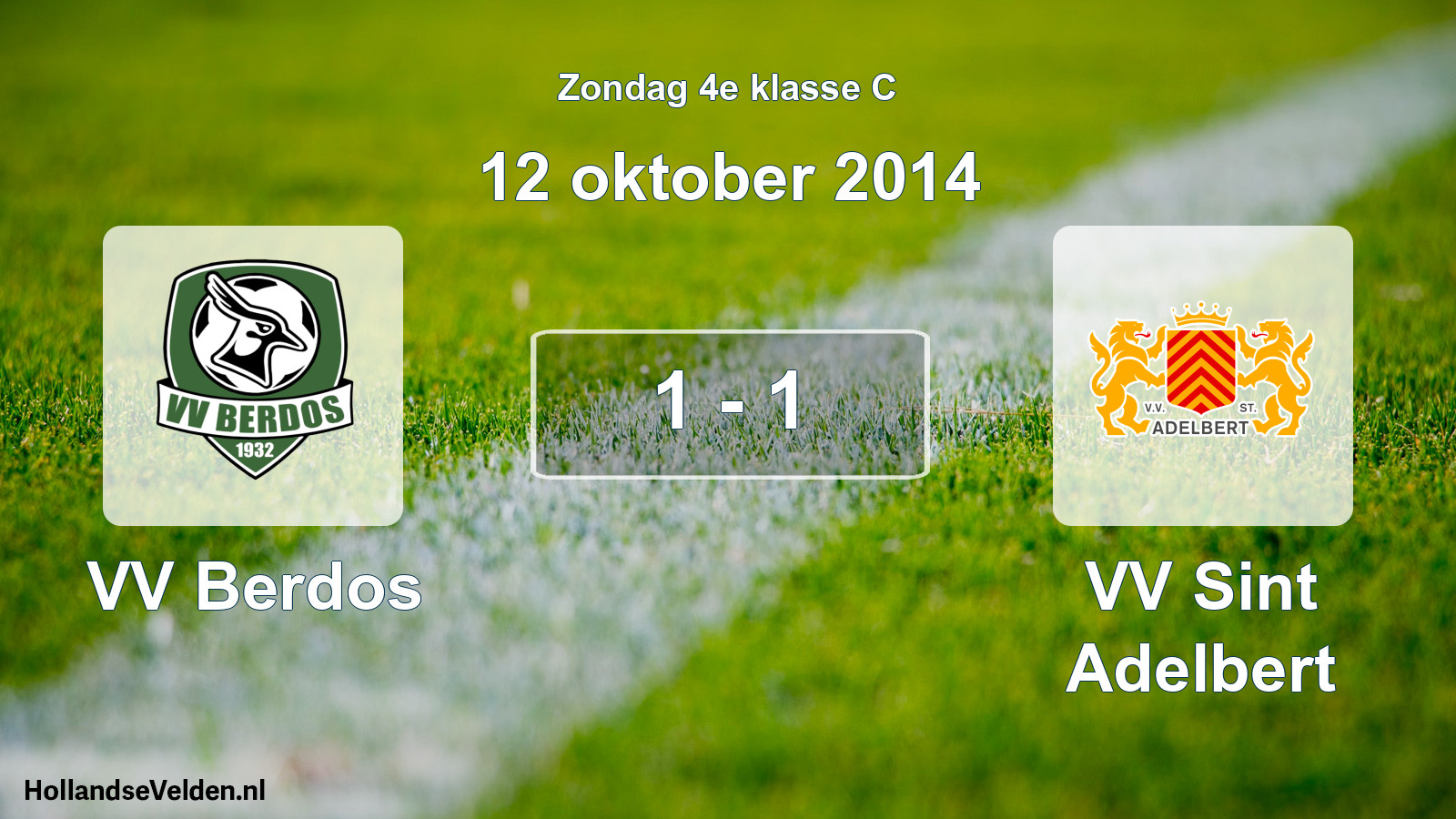 Total number of matches played: VV Berdos - VV Sint Adelbert 1 - 1 (12 October 2014)