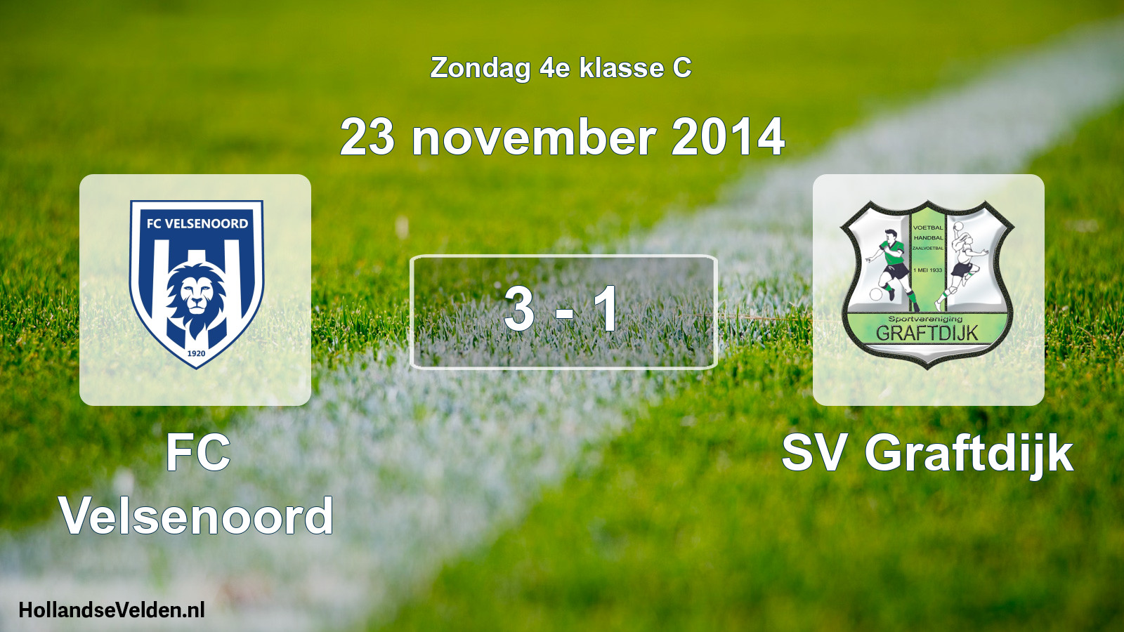 Total number of matches played: FC Velsenoord - SV Graftdijk 3 - 1 (23 November 2014)