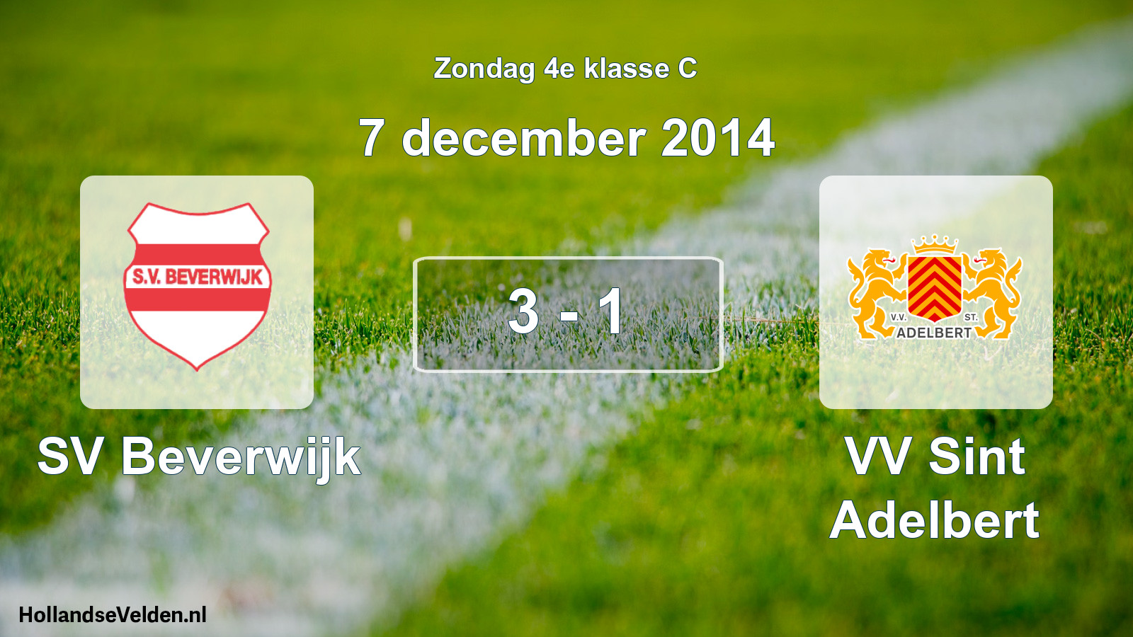 Total number of matches played: SV Beverwijk - VV Sint Adelbert 3 - 1 (7 December 2014)