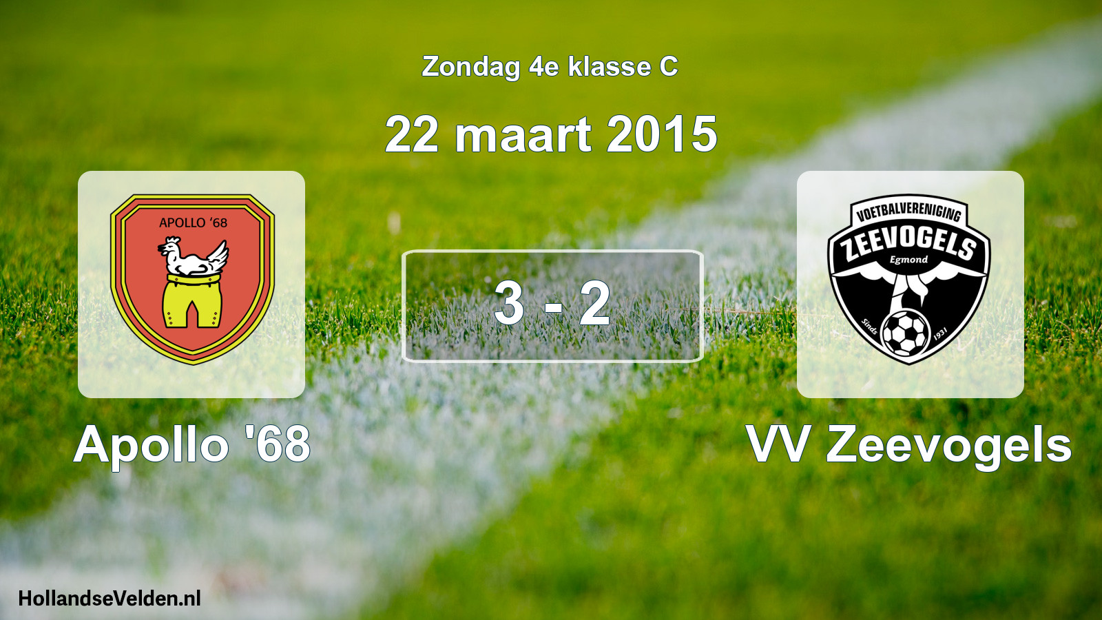 Total number of matches played: Apollo '68 - VV Zeevogels 3 - 2 (22 March 2015)