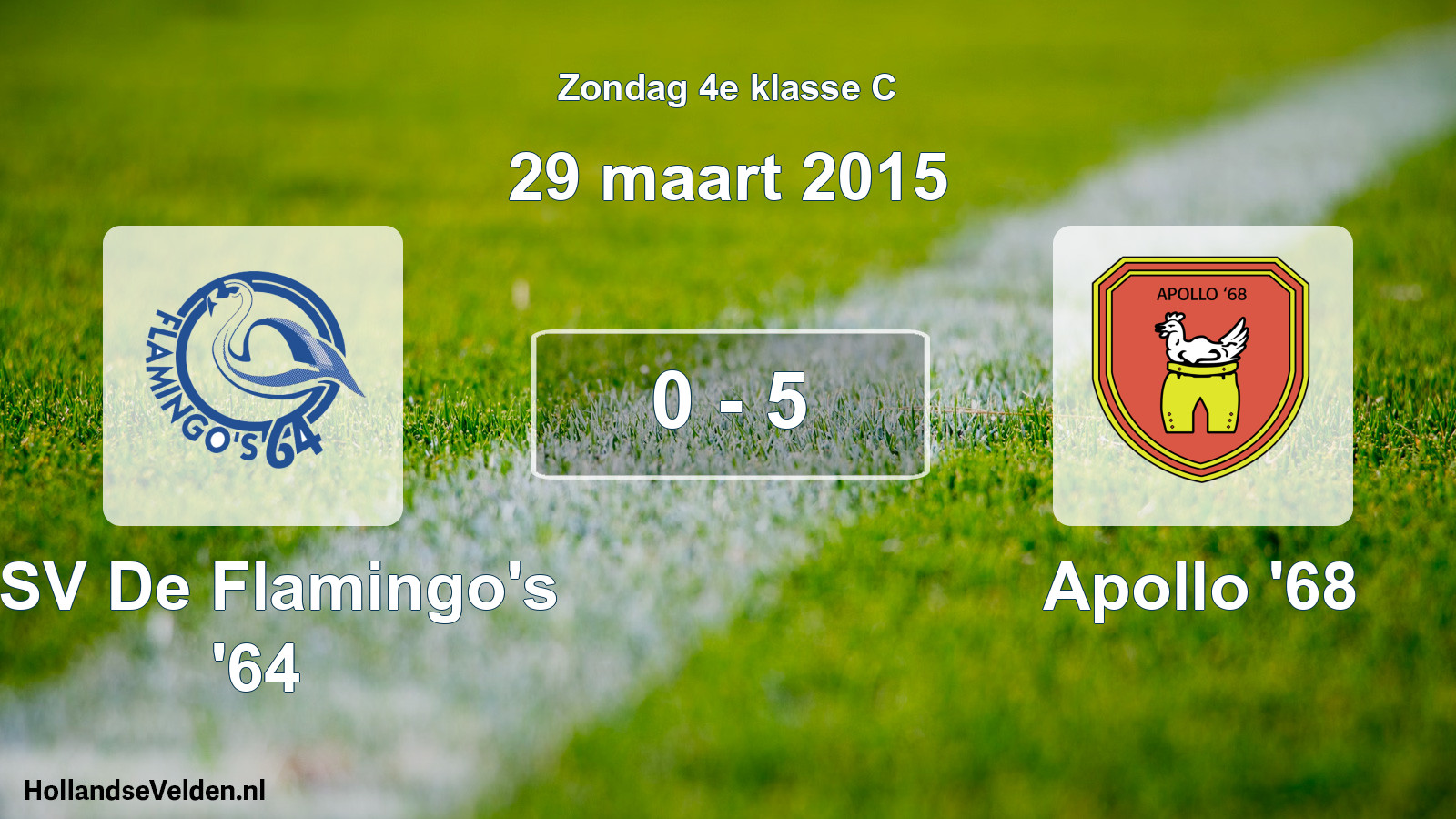 Total number of matches played: ASV De Flamingo's '64 - Apollo '68 0 - 5 (29 March 2015)