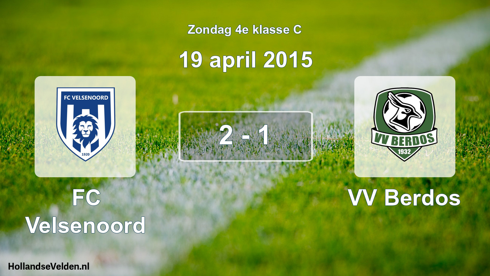 Total number of matches played: FC Velsenoord - VV Berdos 2 - 1 (19 April 2015)