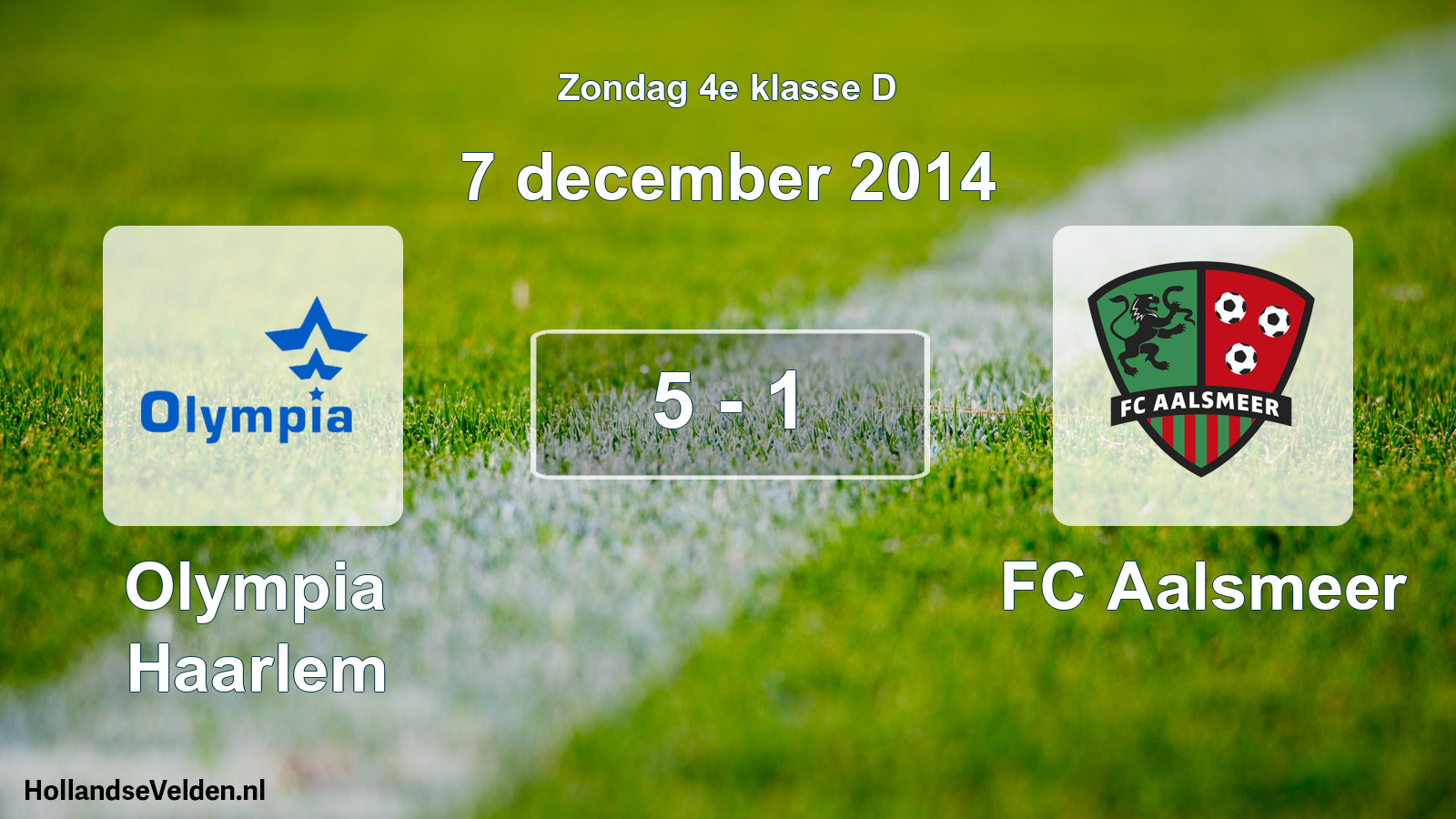 Total number of matches played: Olympia Haarlem - FC Aalsmeer 5 - 1 (7 December 2014)