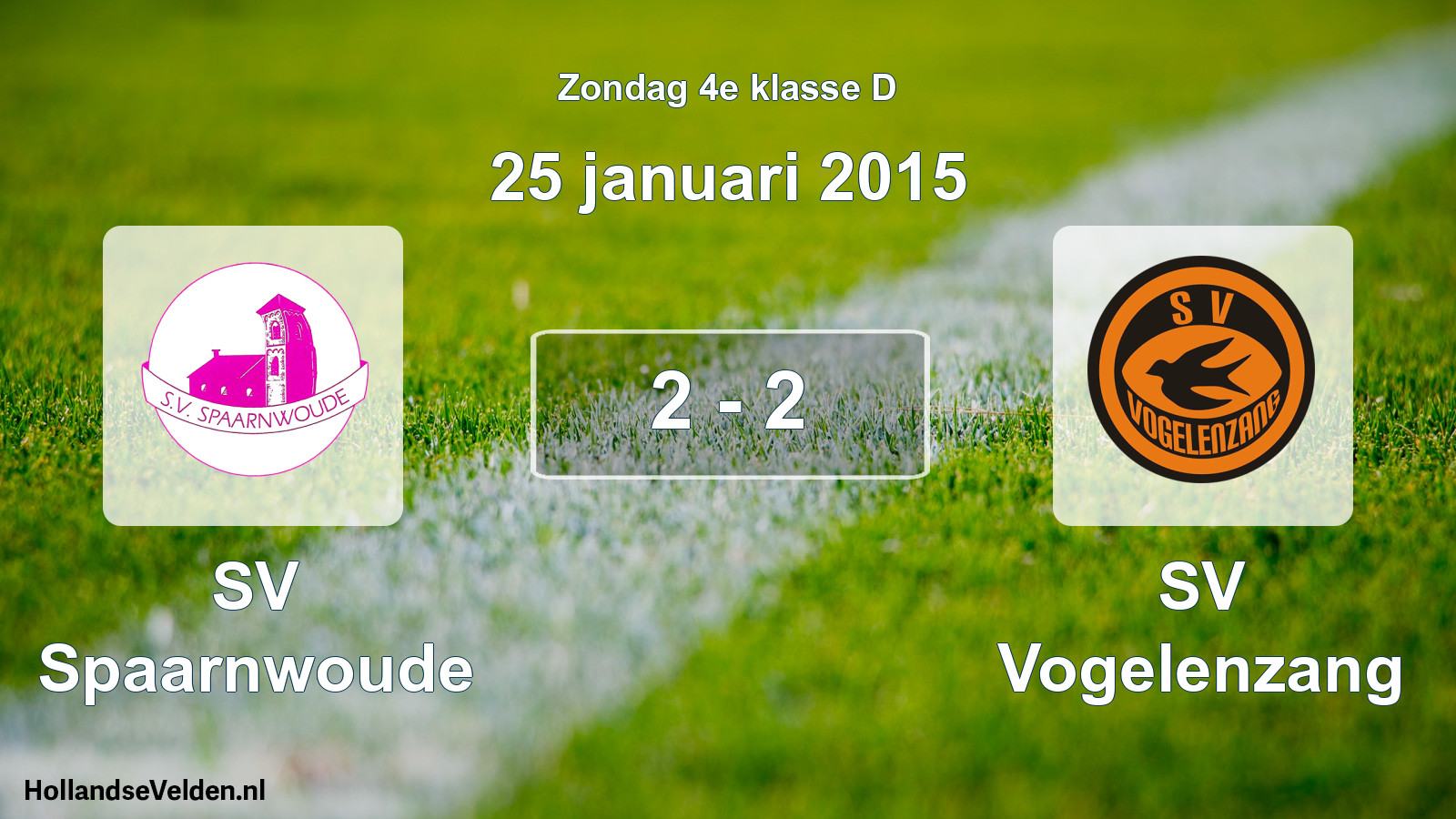 Total number of matches played: SV Spaarnwoude - SV Vogelenzang 2 - 2 (25 January 2015)