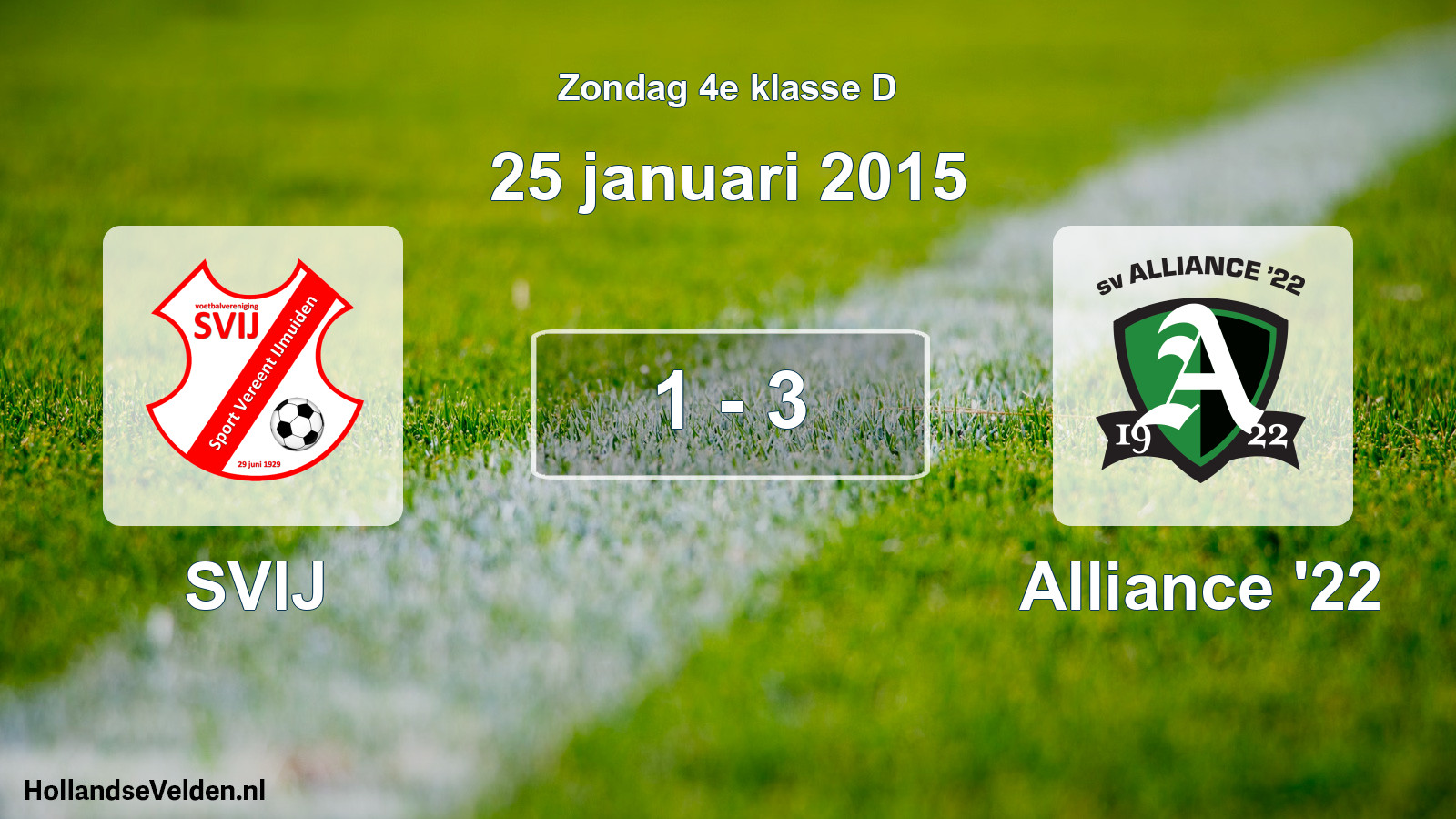 Total number of matches played: SVIJ - Alliance '22 1 - 3 (25 January 2015)