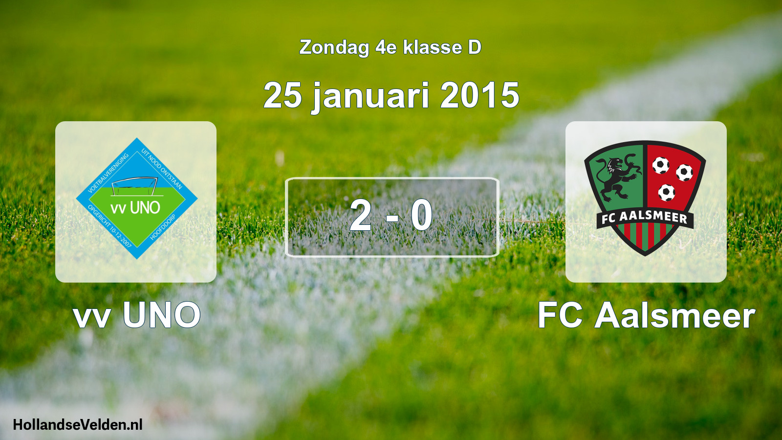 Total number of matches played: vv UNO - FC Aalsmeer 2 - 0 (25 January 2015)