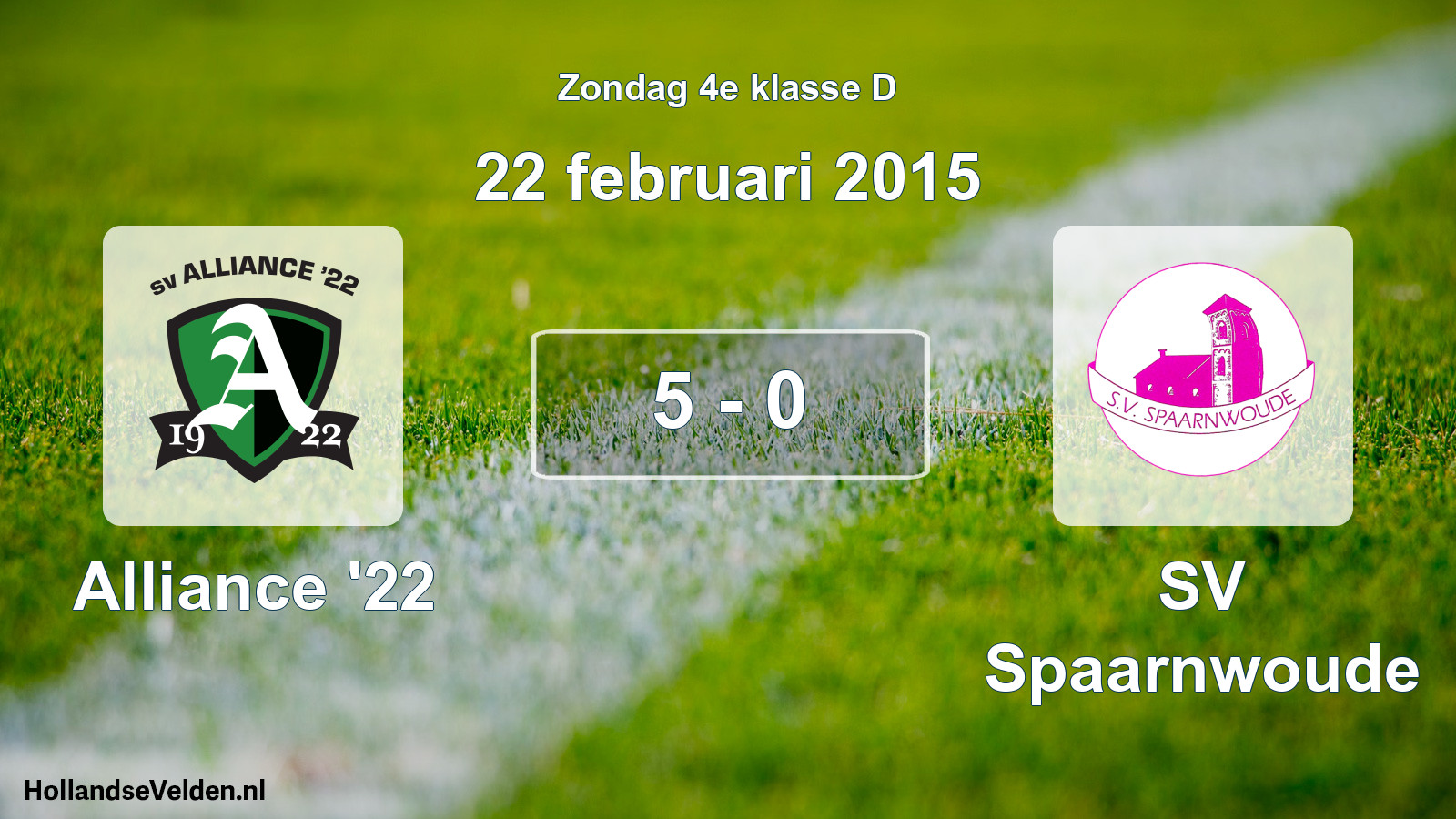 Total number of matches played: Alliance '22 - SV Spaarnwoude 5 - 0 (22 February 2015)