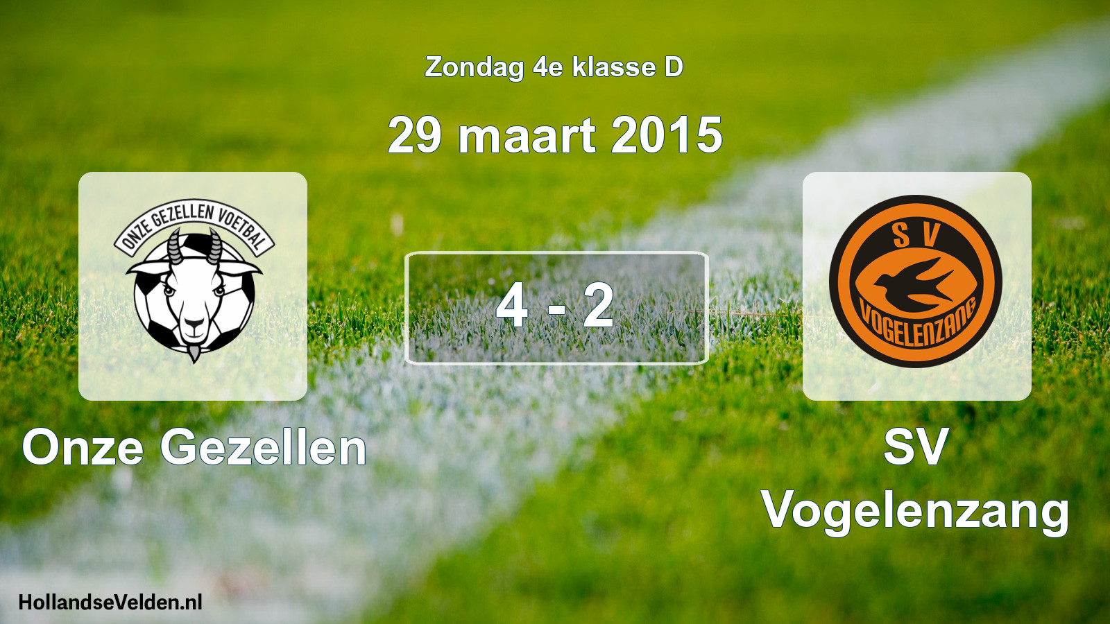 Total number of matches played: Onze Gezellen - SV Vogelenzang 4 - 2 (29 March 2015)