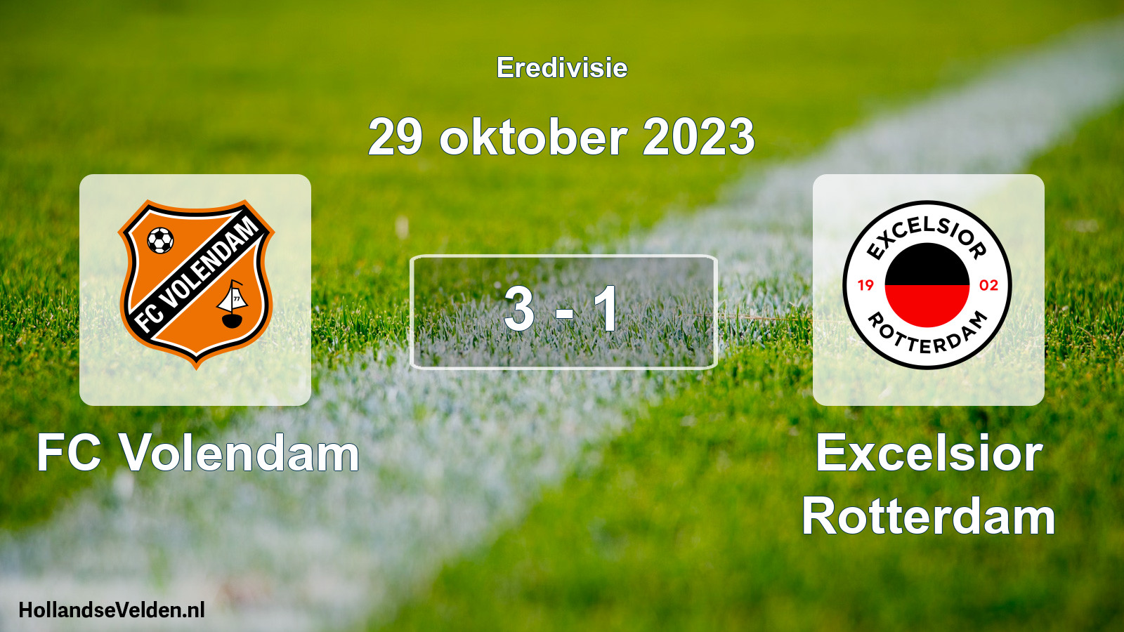 Total number of matches played: FC Volendam - Excelsior Rotterdam 3 - 1 (29 October 2023)