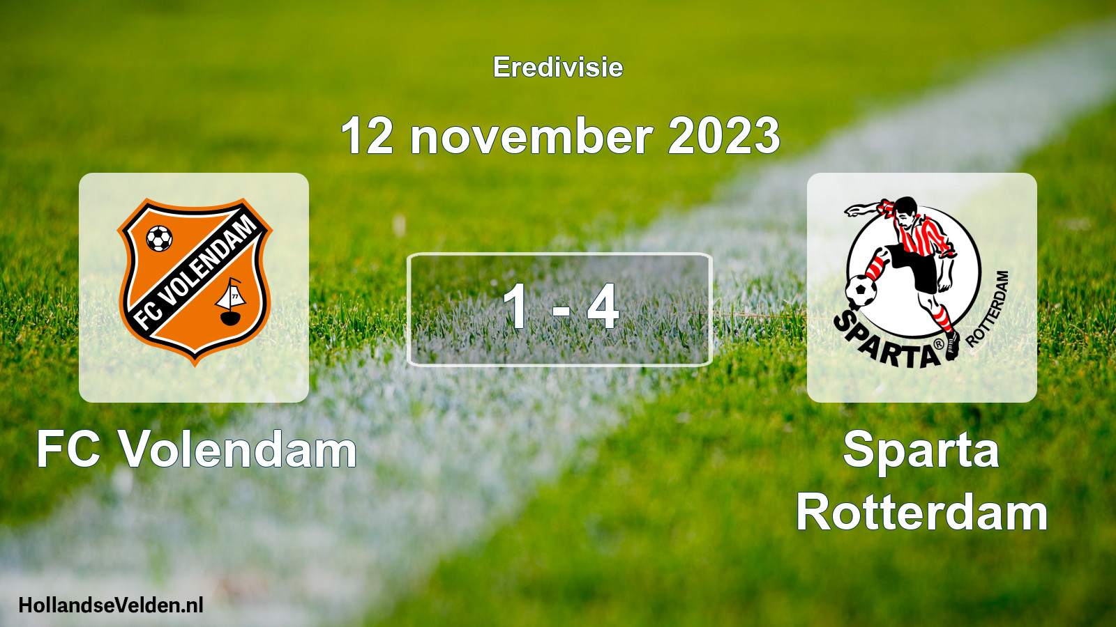 Total number of matches played: FC Volendam - Sparta Rotterdam 1 - 4 (12 November 2023)
