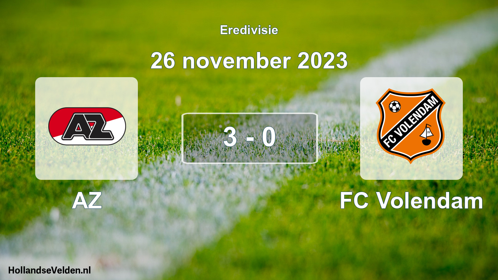 Total number of matches played: AZ - FC Volendam 3 - 0 (26 November 2023)