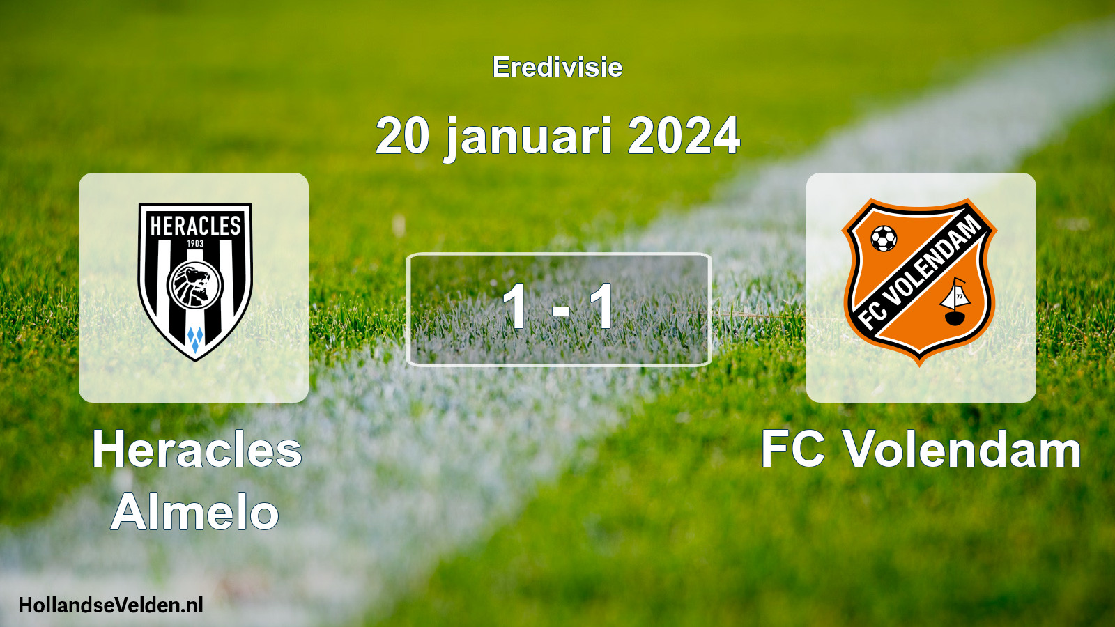 Total number of matches played: Heracles Almelo - FC Volendam 1 - 1 (20 January 2024)