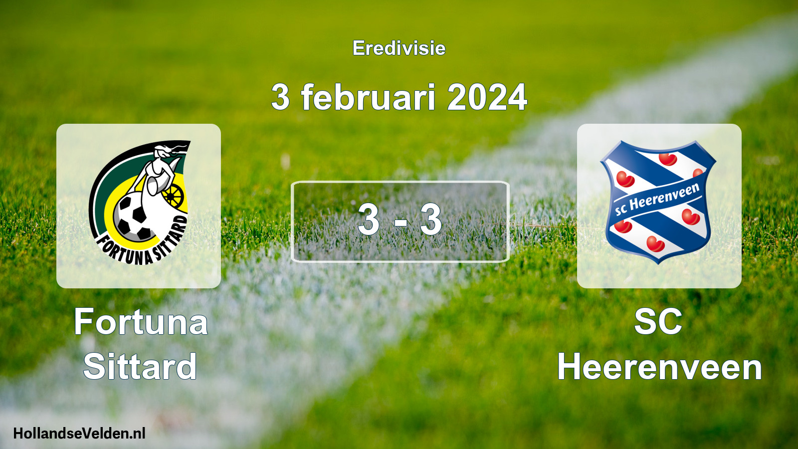 Total number of matches played: Fortuna Sittard - SC Heerenveen 3 - 3 (3 February 2024)