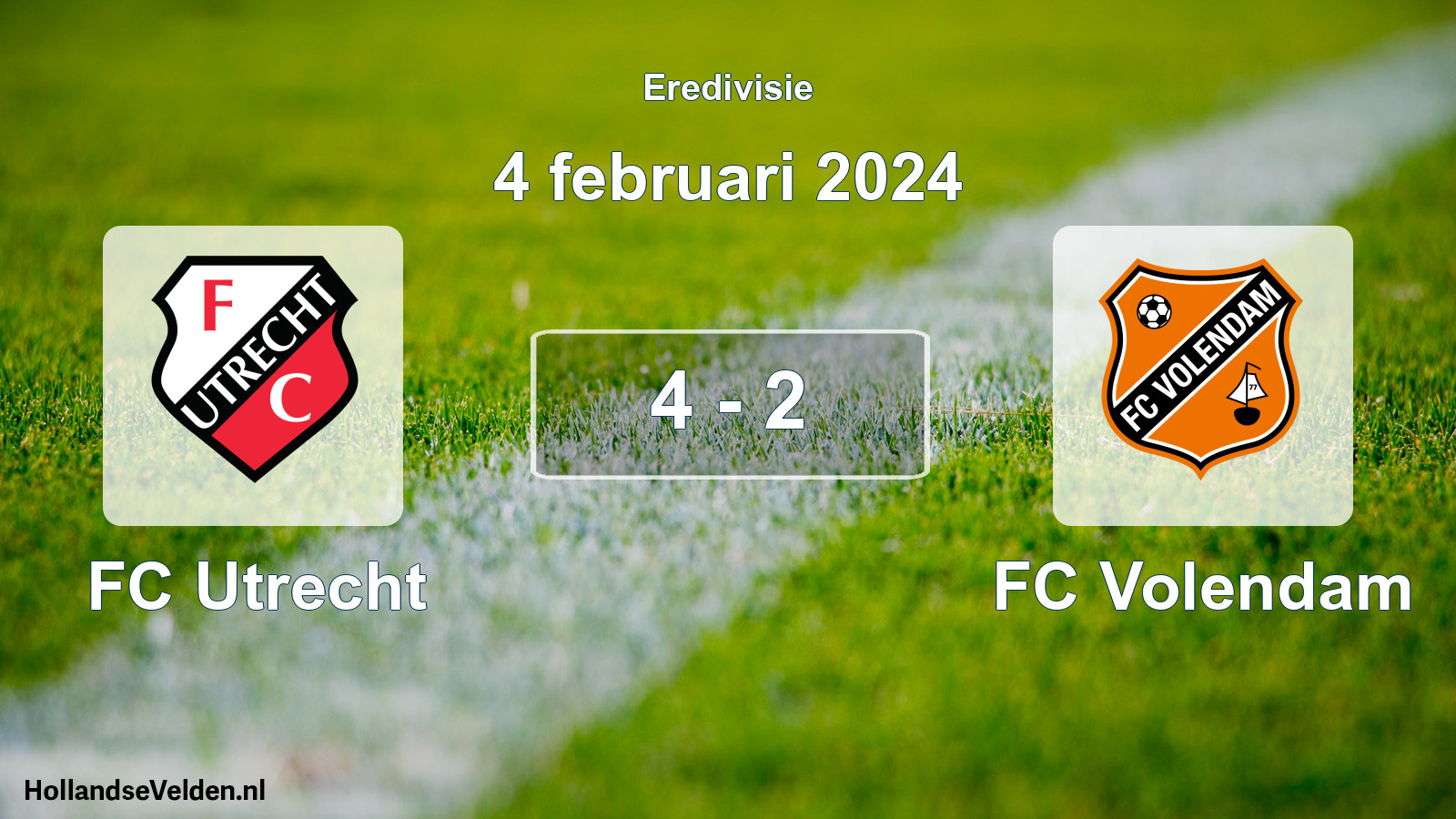 Total number of matches played: FC Utrecht - FC Volendam 4 - 2 (4 February 2024)