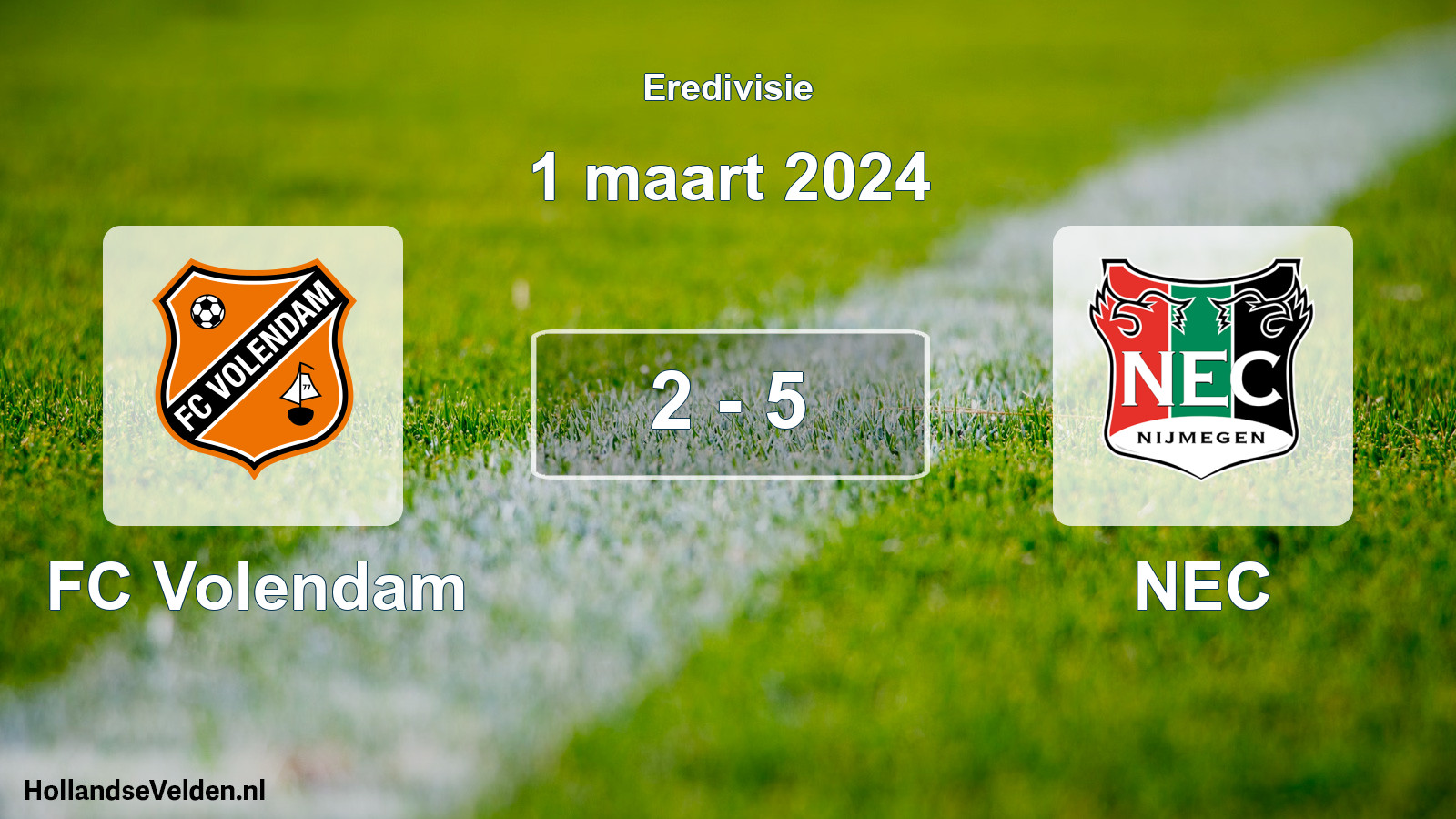 Total number of matches played: FC Volendam - NEC 2 - 5 (1 March 2024)