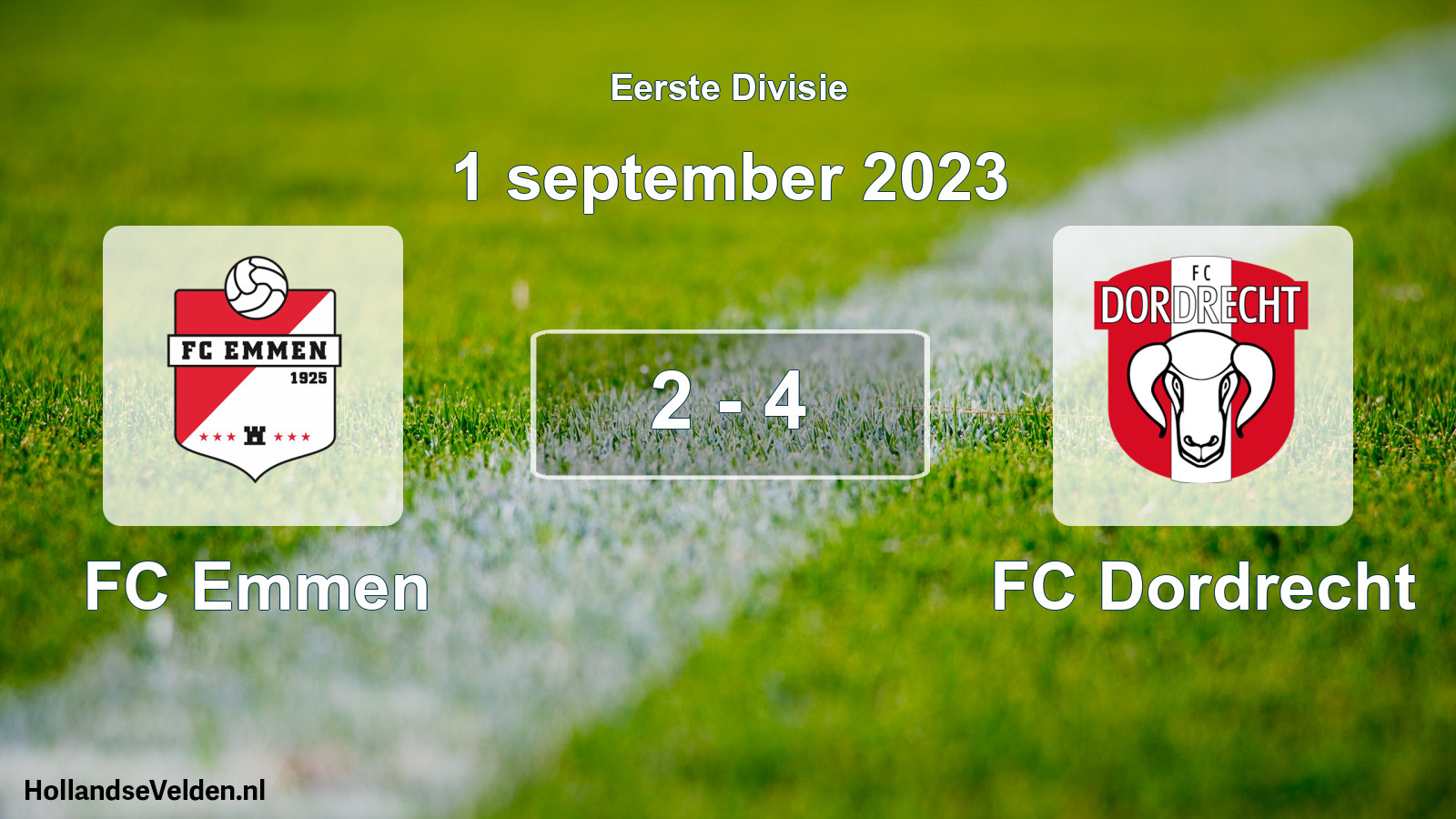 Total number of matches played: FC Emmen - FC Dordrecht 2 - 4 (1 September 2023)