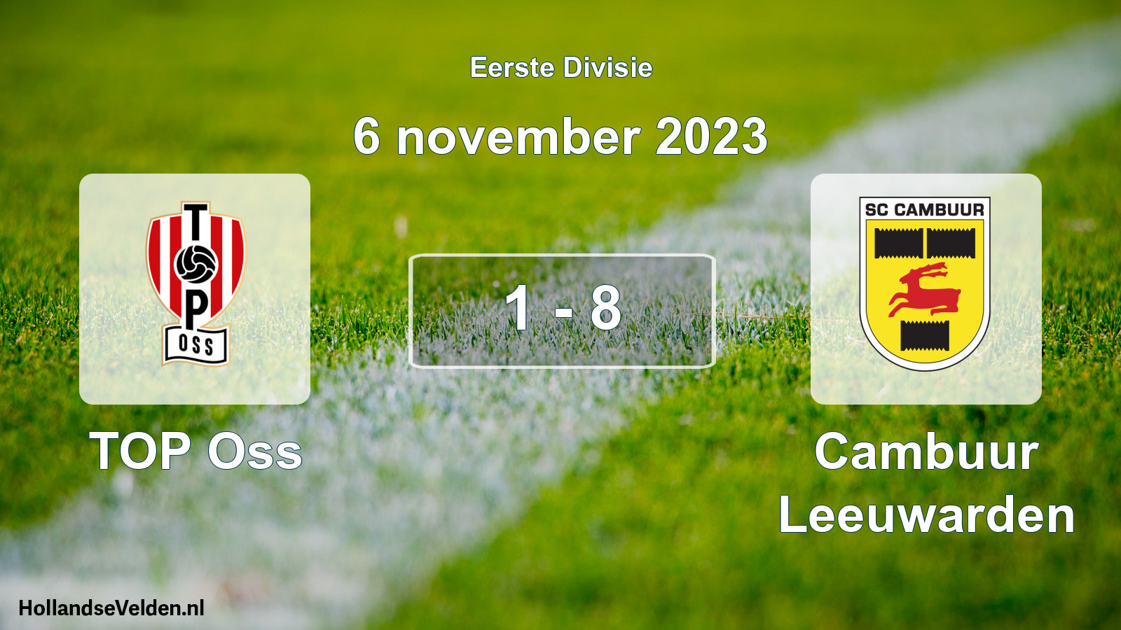 Total number of matches played: TOP Oss - Cambuur Leeuwarden 1 - 8 (6 November 2023)