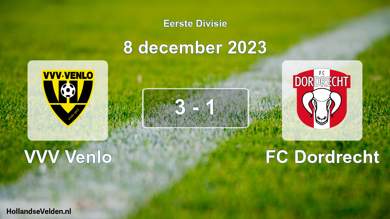 Total number of matches played: VVV Venlo - FC Dordrecht 3 - 1 (8 December 2023)