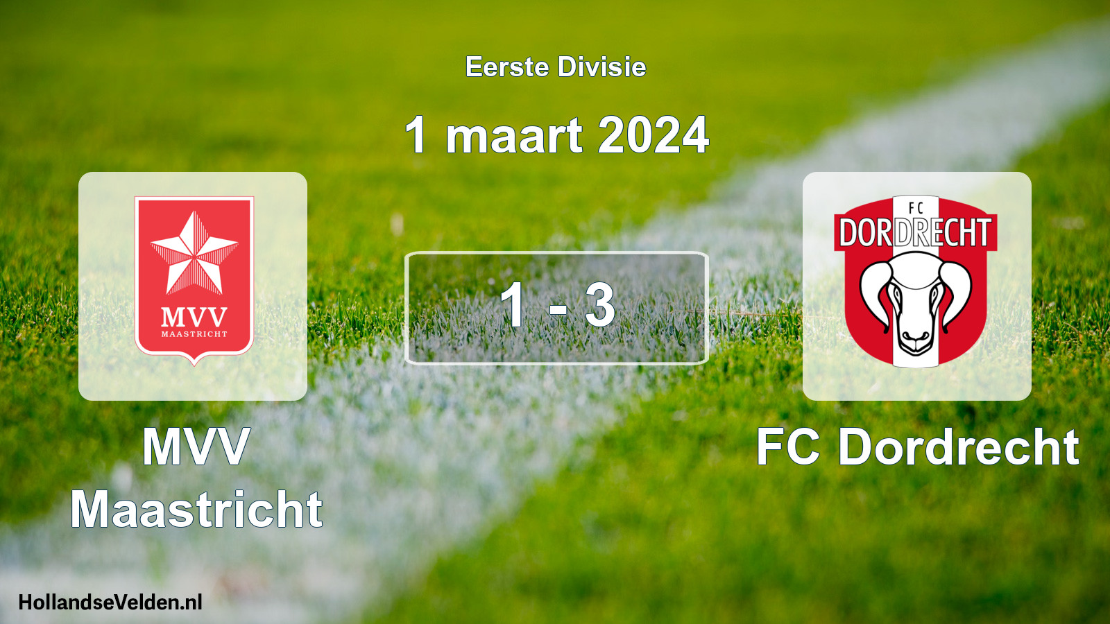 Total number of matches played: MVV Maastricht - FC Dordrecht 1 - 3 (1 March 2024)