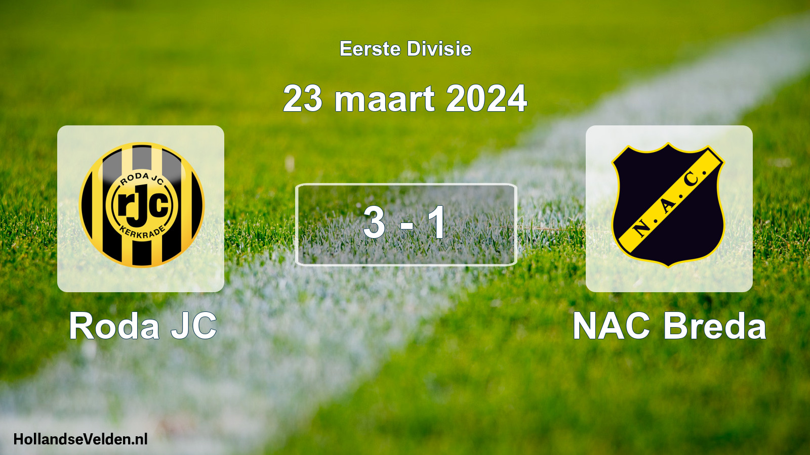 Total number of matches played: Roda JC - NAC Breda 3 - 1 (23 March 2024)