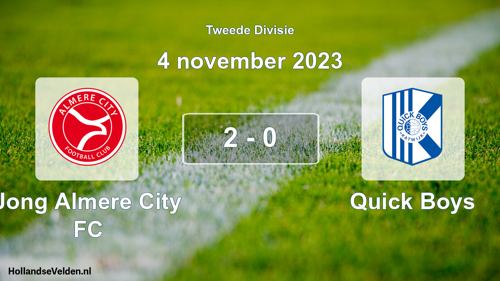 Total number of matches played: Jong Almere City FC - Quick Boys 2 - 0 (4 November 2023)