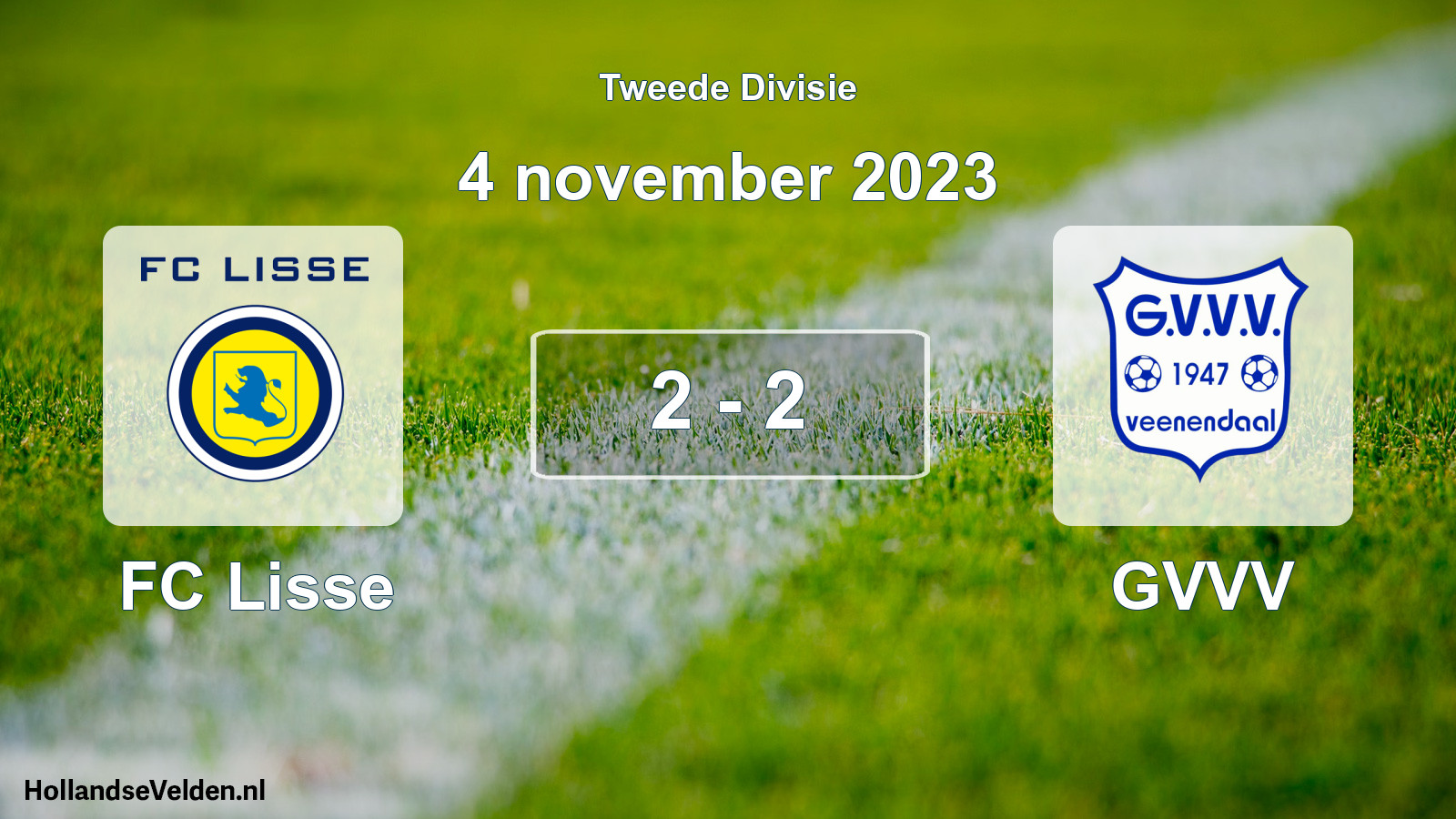 Total number of matches played: FC Lisse - GVVV 2 - 2 (4 November 2023)