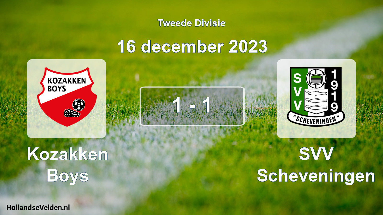 Total number of matches played: Kozakken Boys - SVV Scheveningen 1 - 1 (16 December 2023)