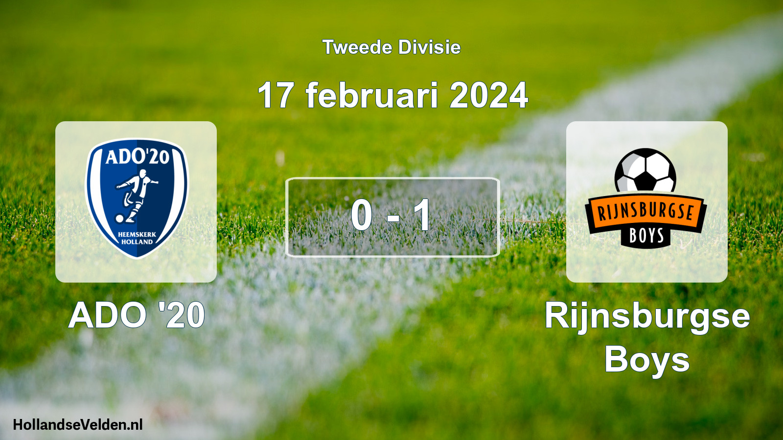 Total number of matches played: ADO '20 - Rijnsburgse Boys 0 - 1 (17 February 2024)