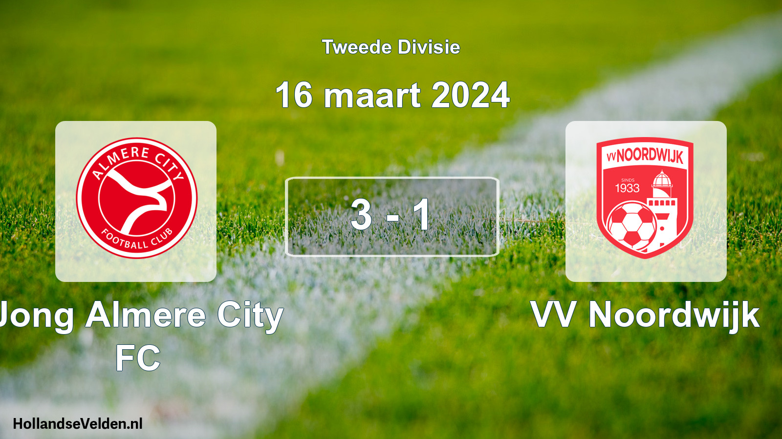 Total number of matches played: Jong Almere City FC - VV Noordwijk 3 - 1 (16 March 2024)