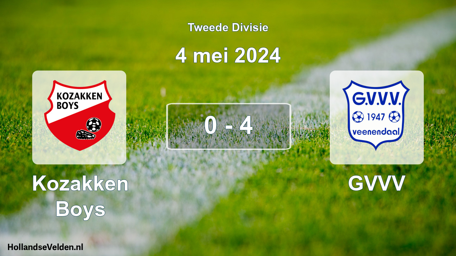 Total number of matches played: Kozakken Boys - GVVV 0 - 4 (4 May 2024)