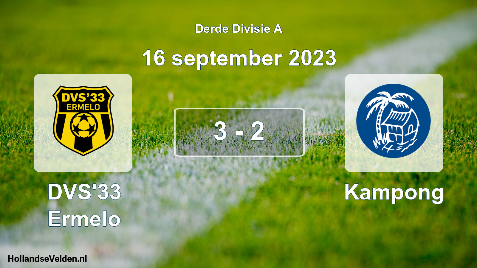 Total number of matches played: DVS'33 Ermelo - Kampong 3 - 2 (16 September 2023)