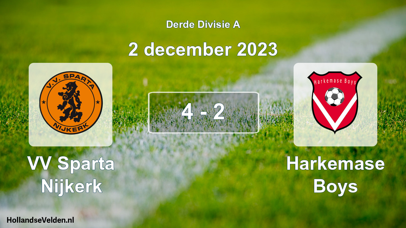Total number of matches played: VV Sparta Nijkerk - Harkemase Boys 4 - 2 (2 December 2023)