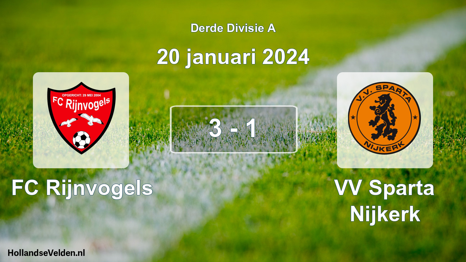 Total number of matches played: FC Rijnvogels - VV Sparta Nijkerk 3 - 1 (20 January 2024)