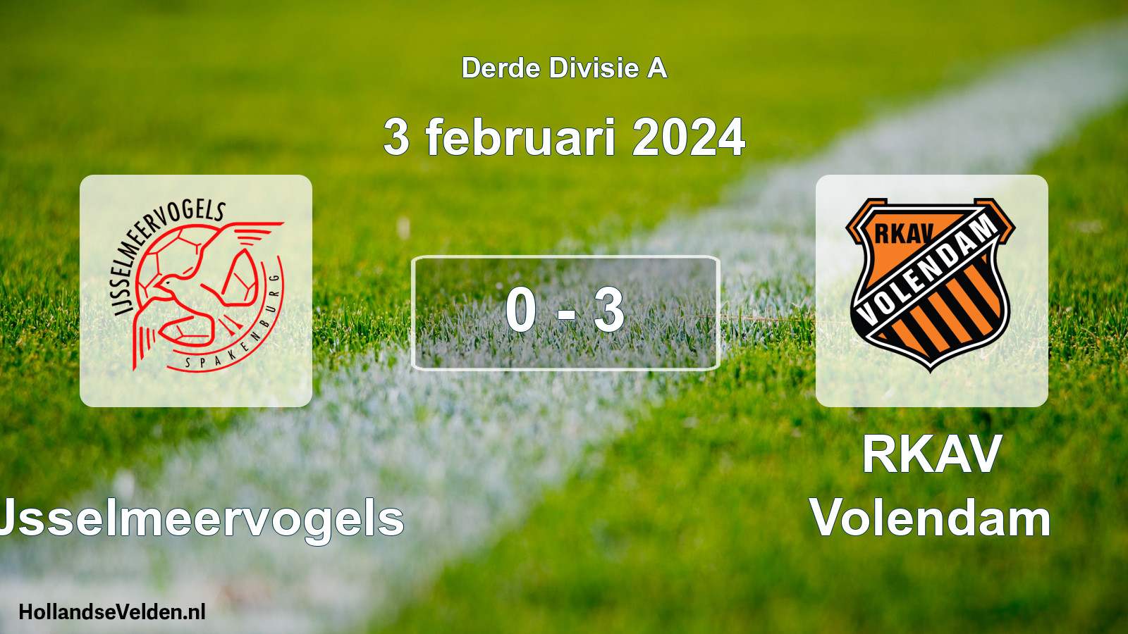 Total number of matches played: IJsselmeervogels - RKAV Volendam 0 - 3 (3 February 2024)