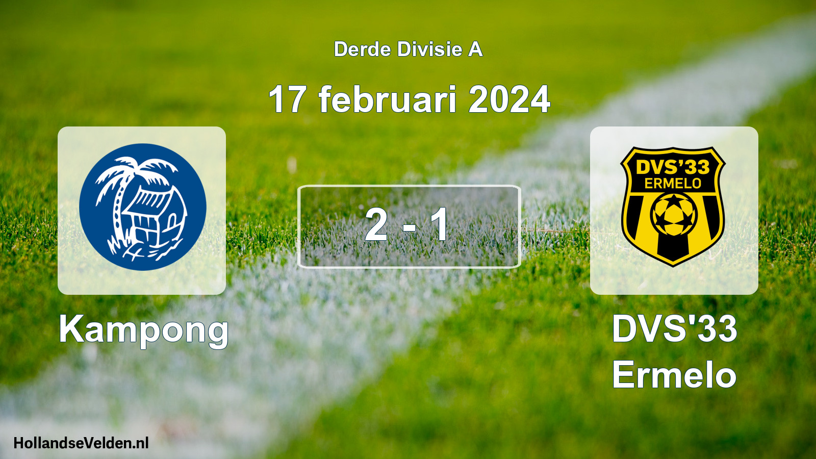 Total number of matches played: Kampong - DVS'33 Ermelo 2 - 1 (17 February 2024)