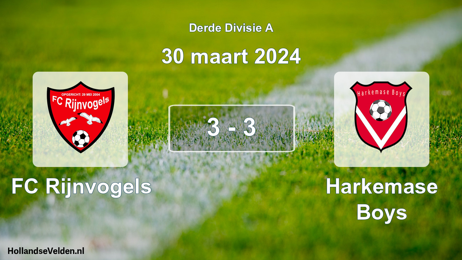 Total number of matches played: FC Rijnvogels - Harkemase Boys 3 - 3 (30 March 2024)