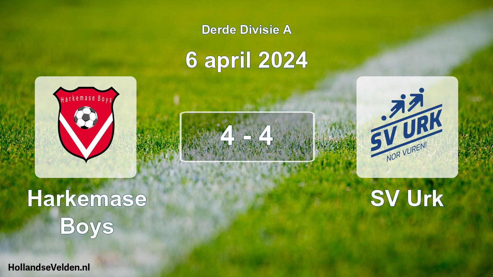 Total number of matches played: Harkemase Boys - SV Urk 4 - 4 (6 April 2024)