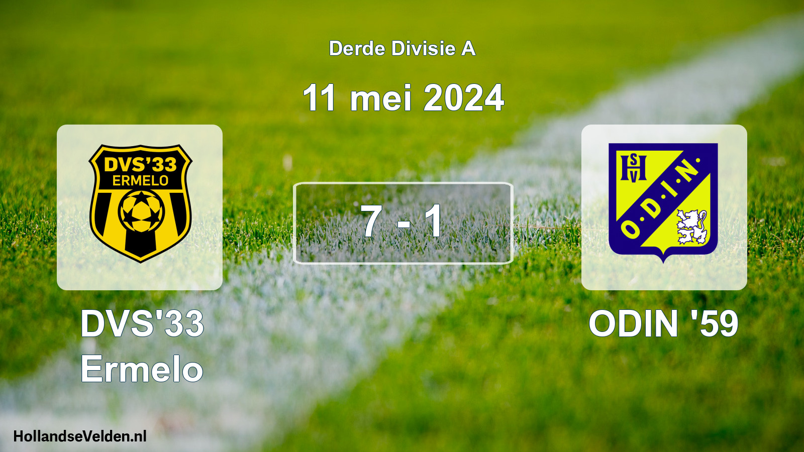 Total number of matches played: DVS'33 Ermelo - ODIN '59 7 - 1 (11 May 2024)